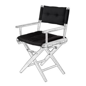 Cushion Set for Teak Directors Chair and Helmsman Seat - Black