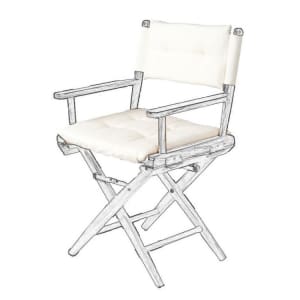 Cushion Set for Teak Directors Chair and Helmsman Seat - White