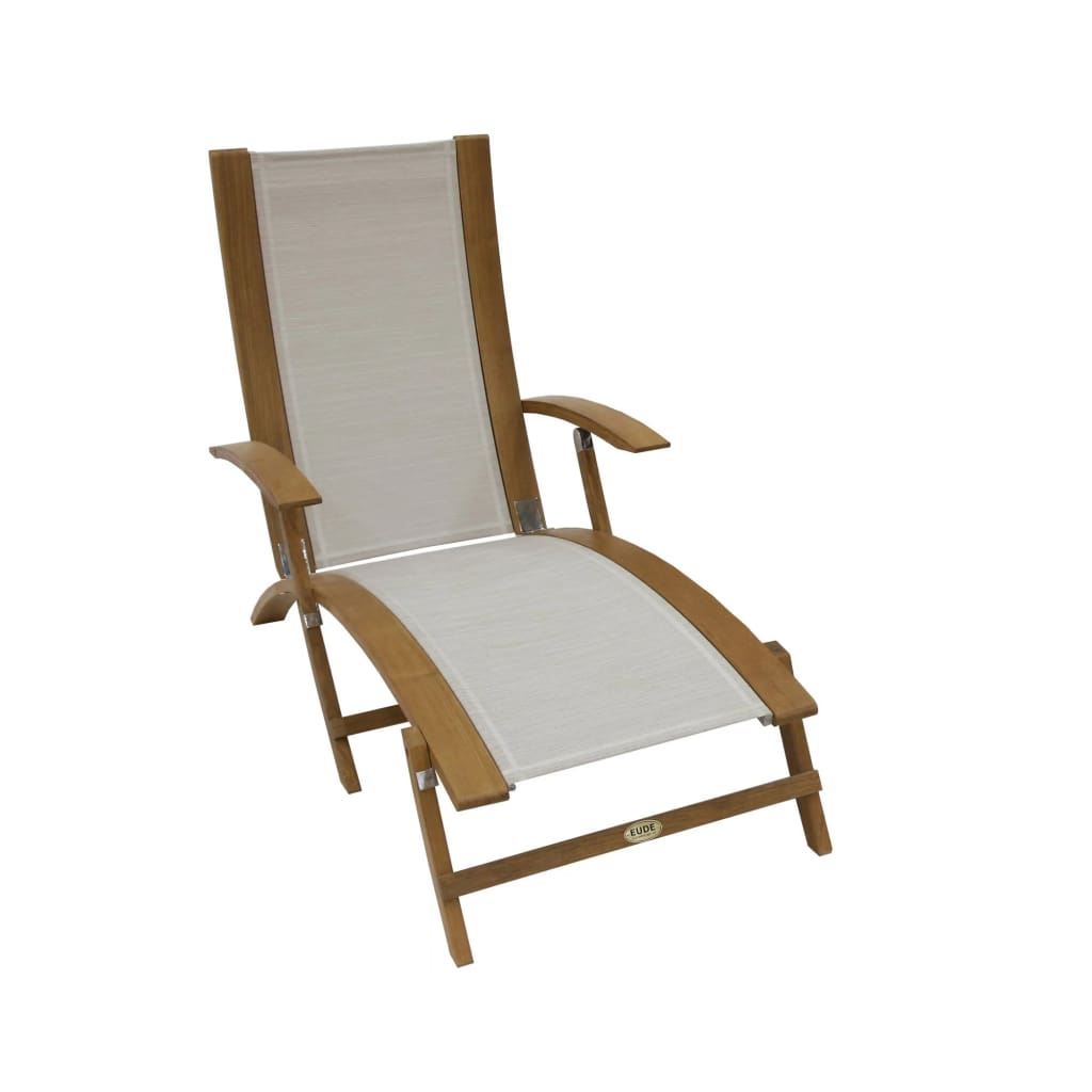 Folding Teak Deckchair - Grey