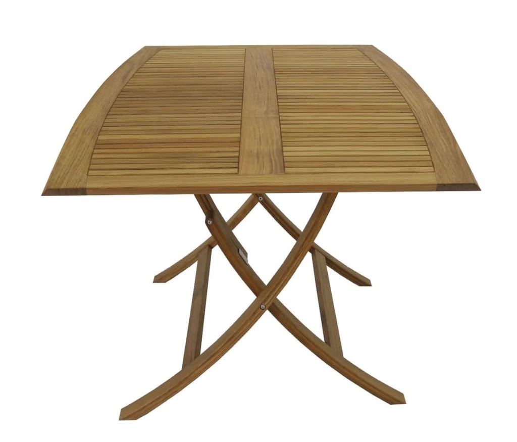 Teak Slatted Folding Barrel Table