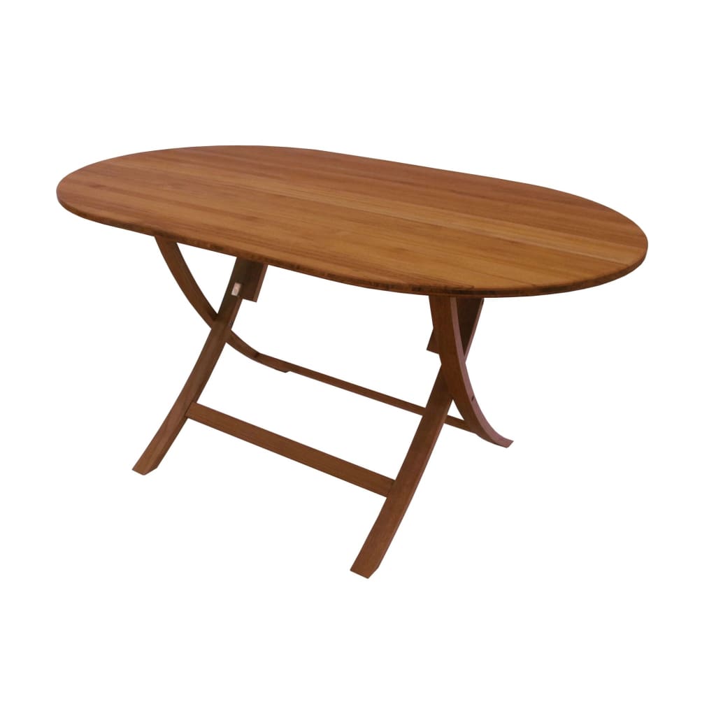 Teak Folding Oval Table with Laminated Top