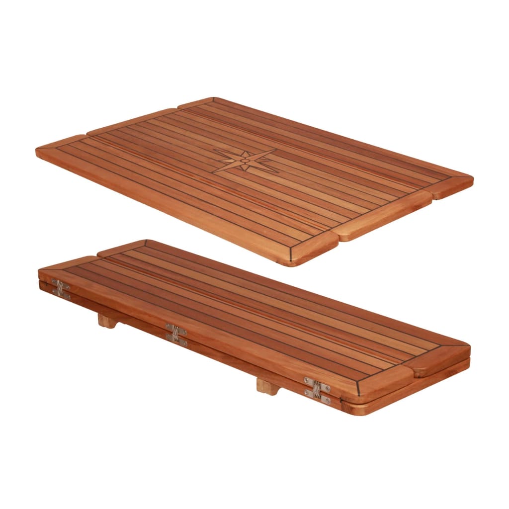 Teak Slatted Folding Wing Table