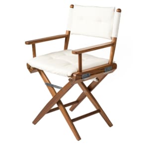 Solid Teak Directors Chair with White Cushion