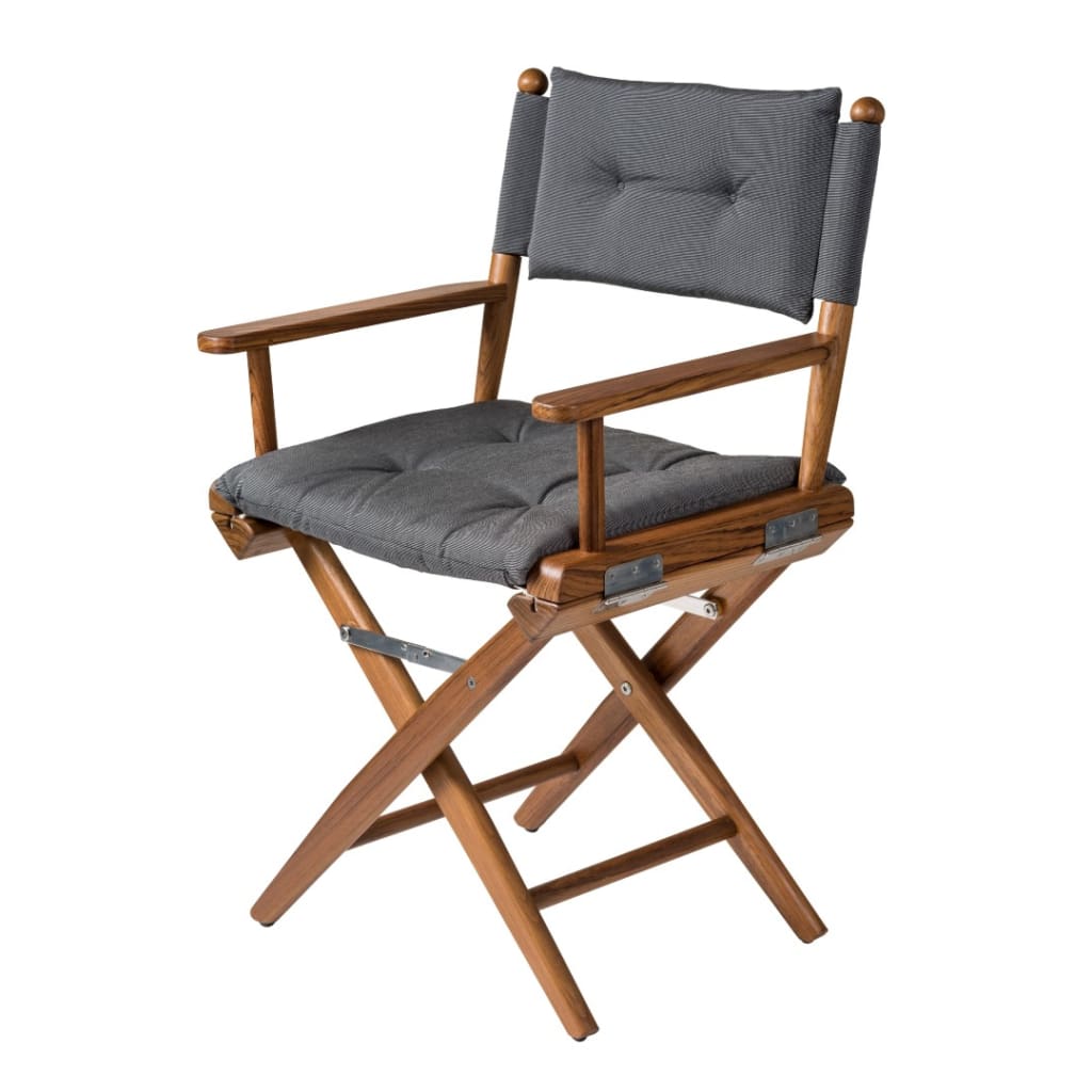 Solid Teak Directors Chair with Forza Charcoal Cushion