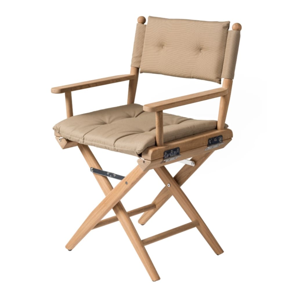Solid Teak Directors Chair with Forza Beige Cushion