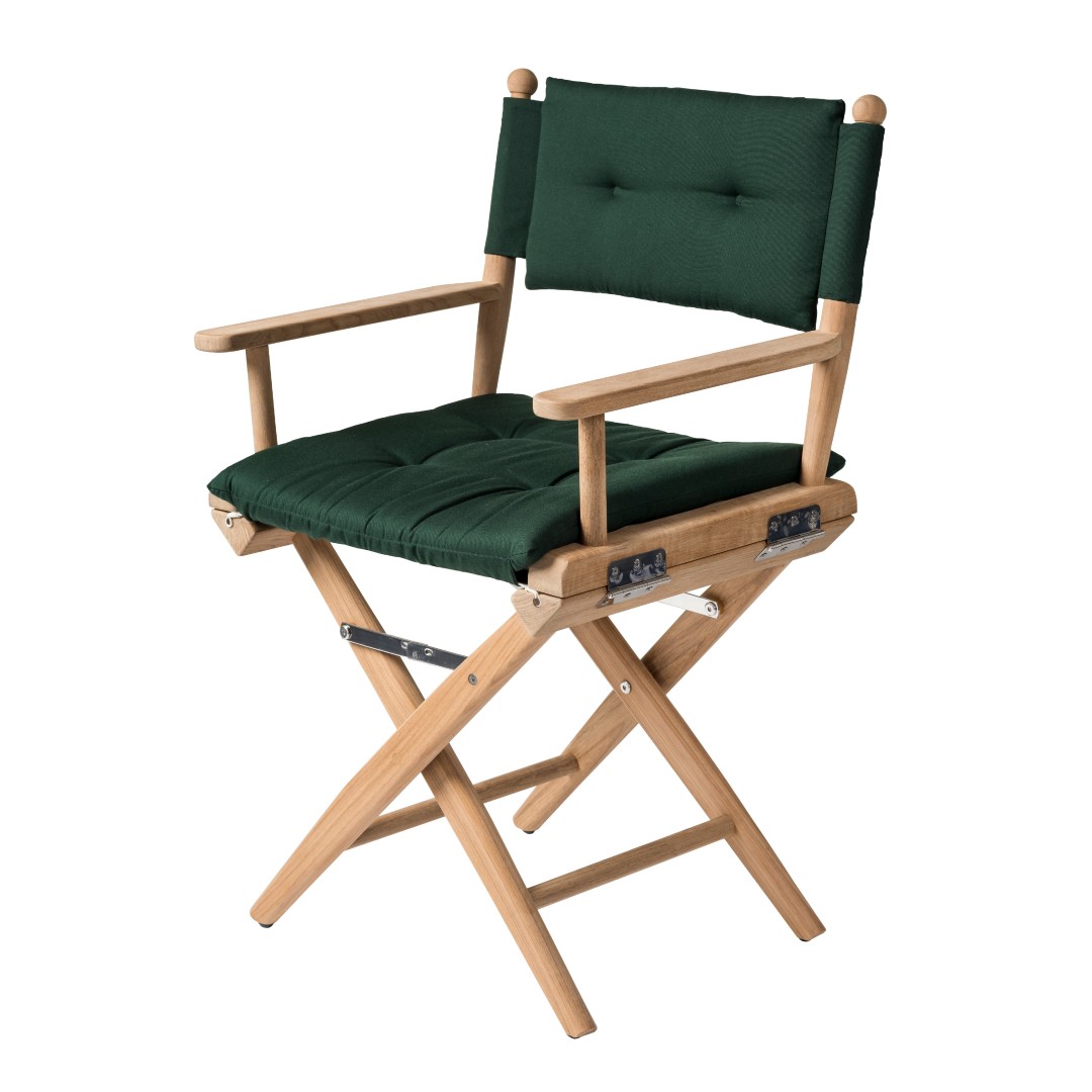 Solid Teak Directors Chair with Green Cushion - Image 2
