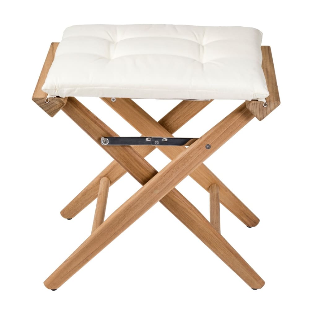 Solid Teak Directors Stool with Cream Cushion