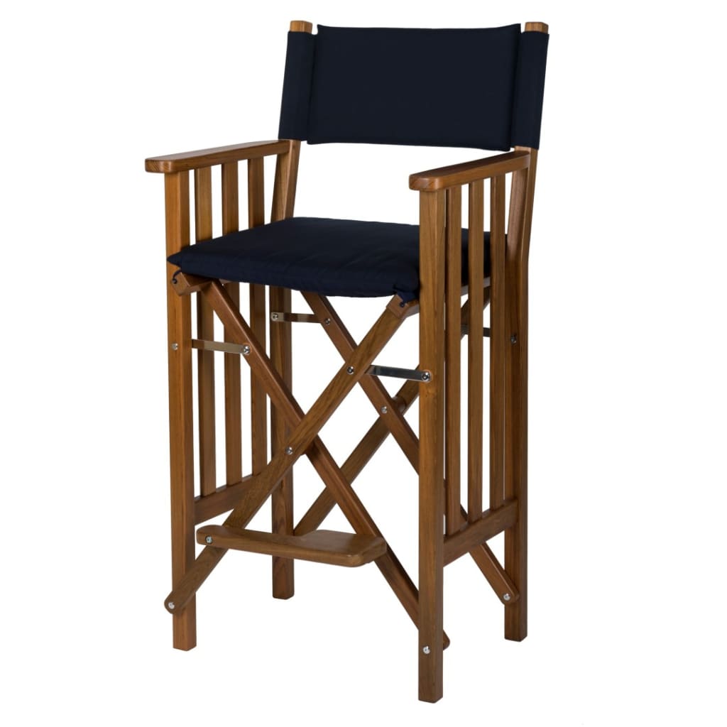 Solid Teak Helmsman Seat II with Navy Cushion