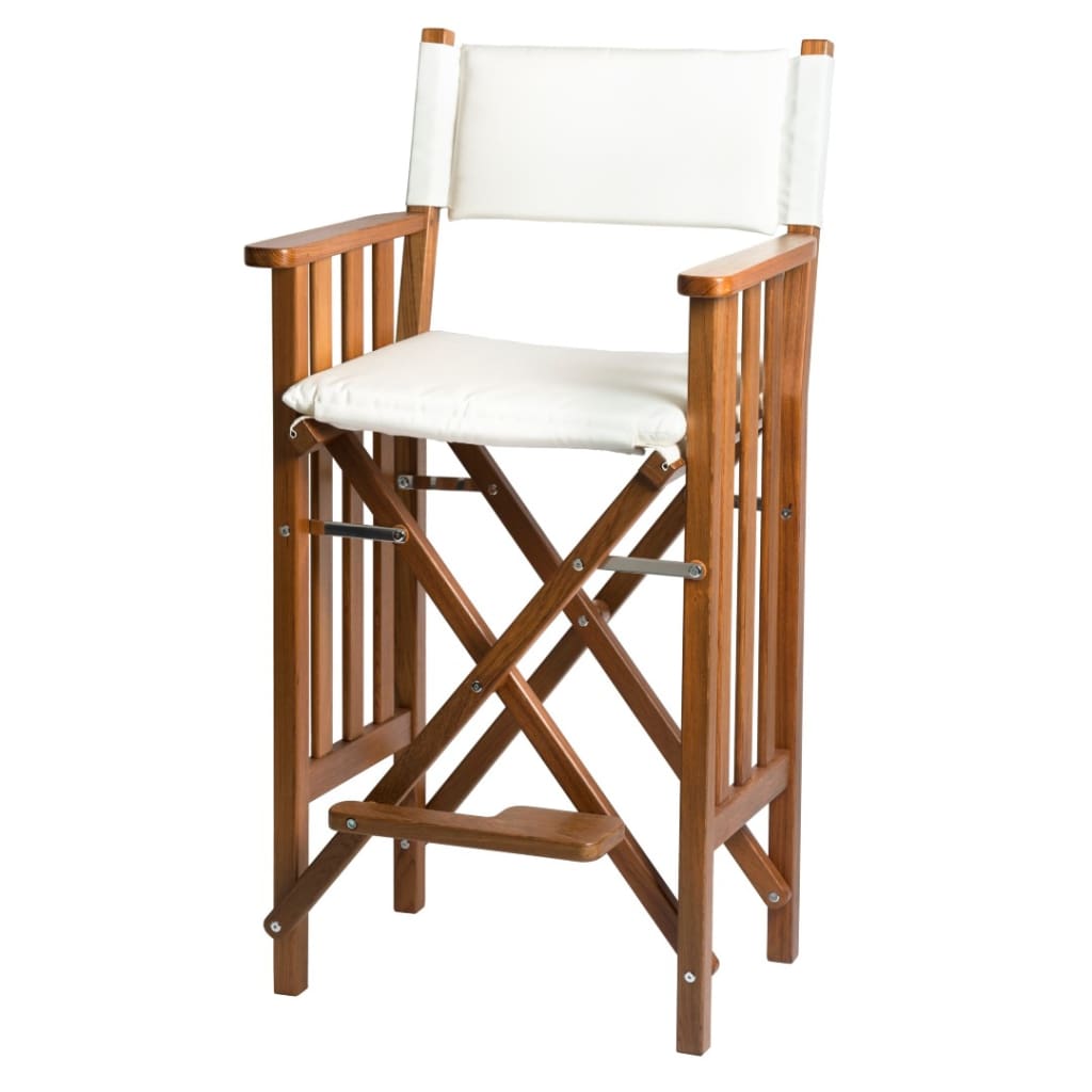 Solid Teak Helmsman Seat II with White Cushion