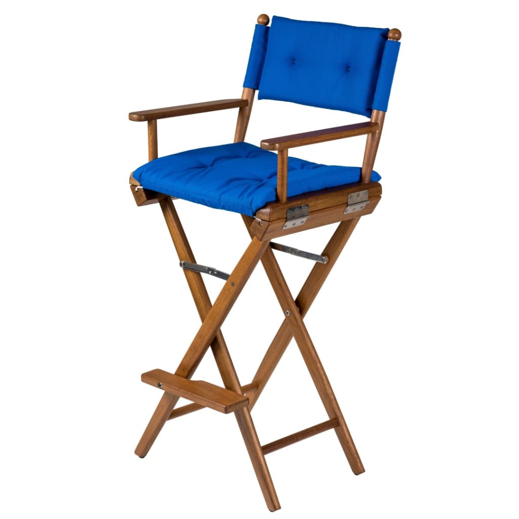 Solid Teak Helmsman Seat with Cobalt Cushion
