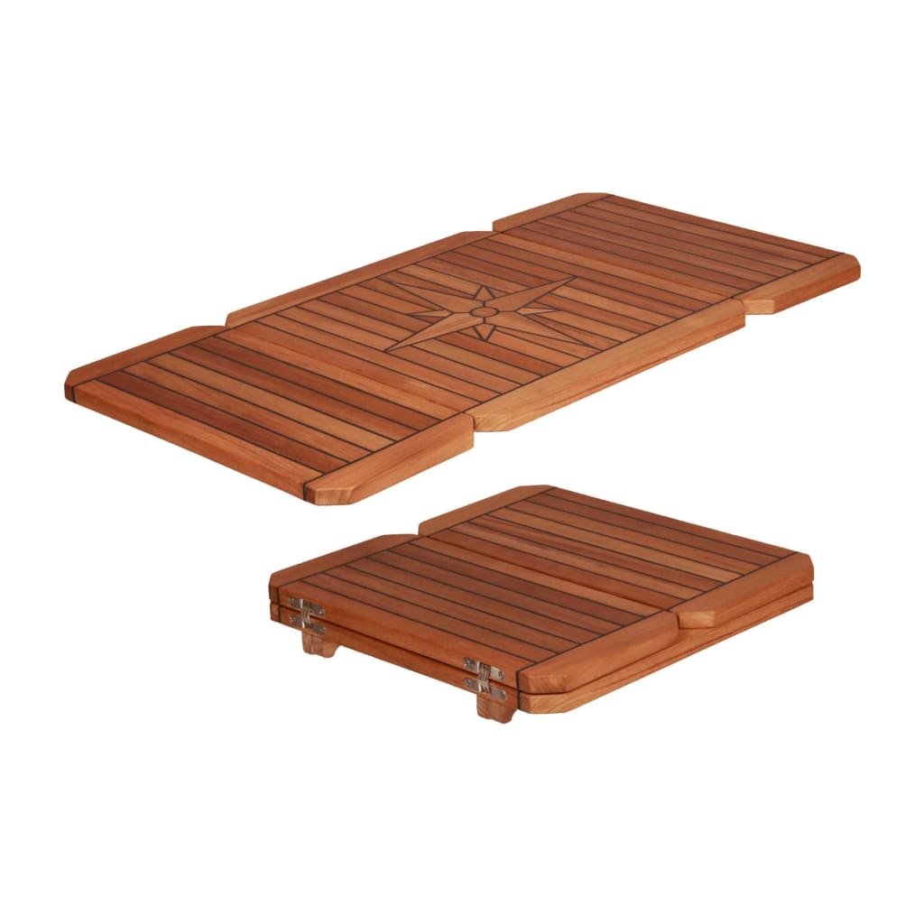 Teak Slatted Folding Wing Table Narrow